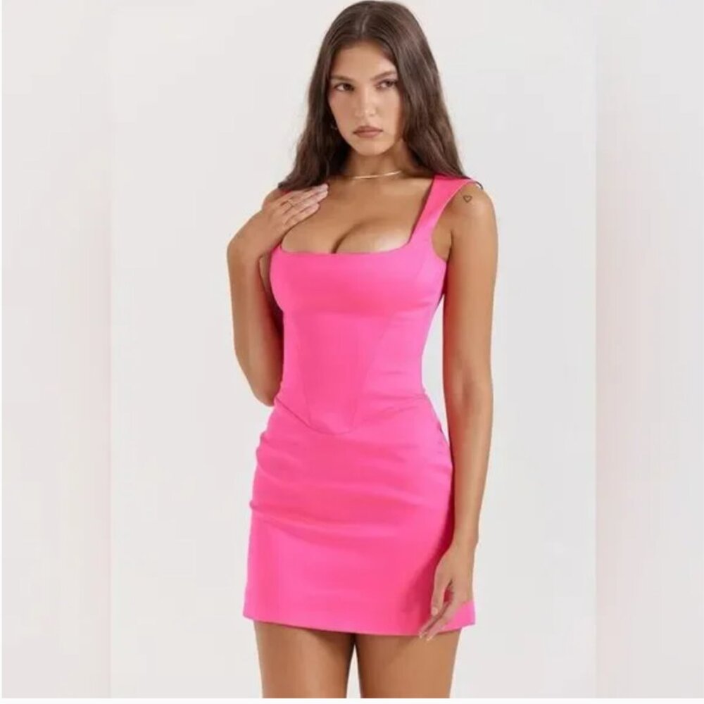 House of CB Enya Corset Minidress in Hot Pink